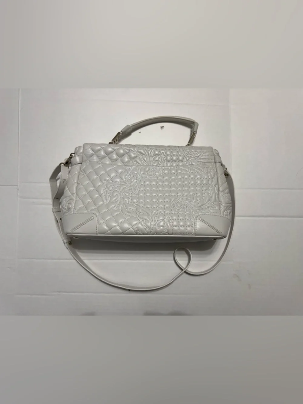 Versace White Vanitas Barocco Quilted Leather Demetra Top Handle Bag with COA